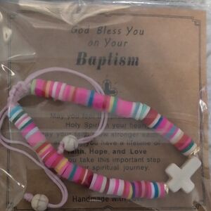 Unk Multicolor Beaded Kids Bracelet with Cross Charm